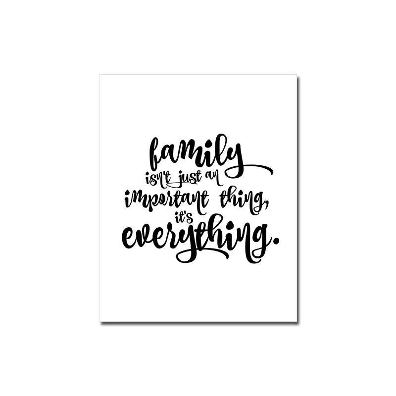 Love Family Home Quote Black White Canvas Wall Art