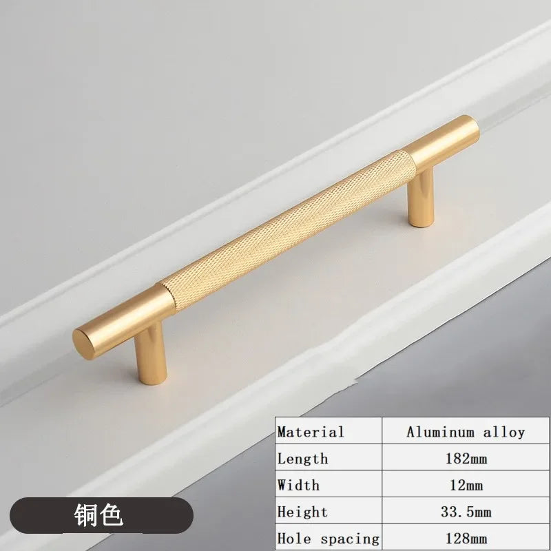 Long Knurled Aluminum Alloy Cabinet Handles – Modern T-Bar Pulls for Furniture