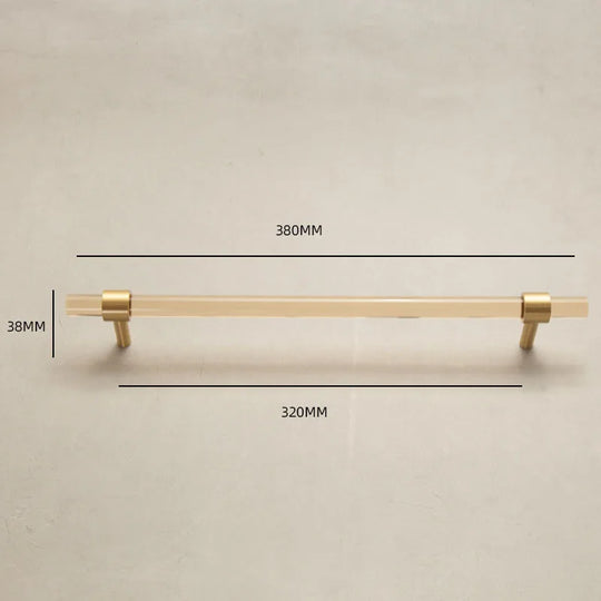 Champagne Acrylic and Brass Cupboard Handles – Modern T-Bar Pulls for Furniture
