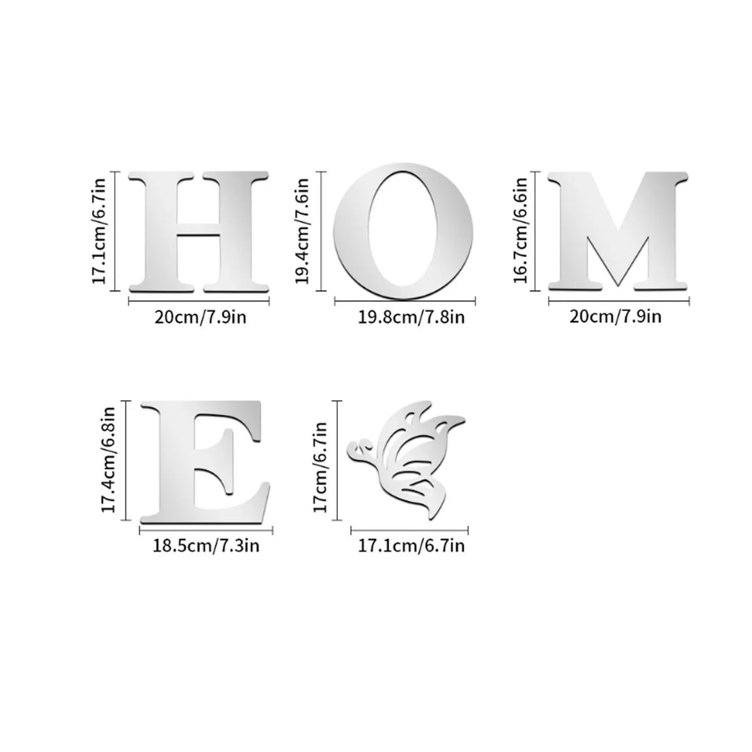 Home Logo 3D Mirror Wall Sticker for Entrance Decor