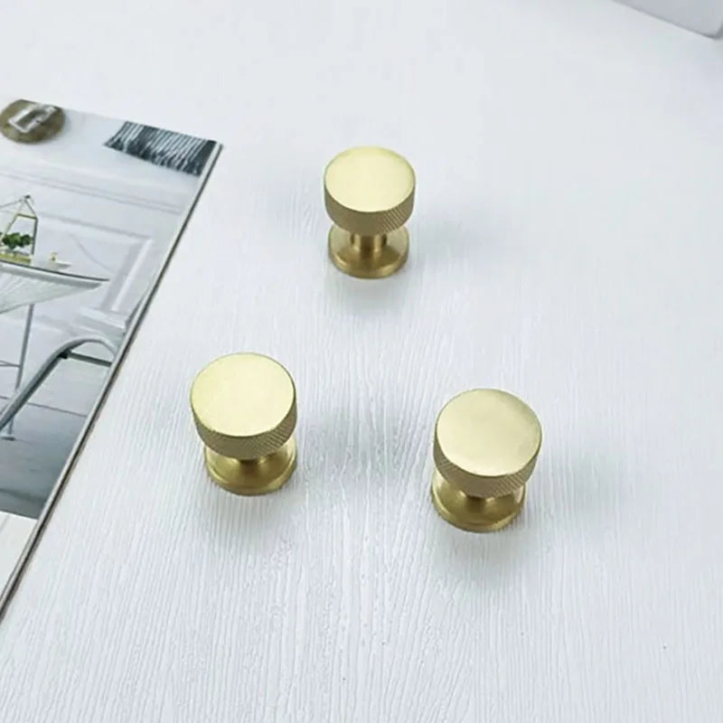 Knurled Brass Drawer Knobs – Modern Textured Furniture Pulls