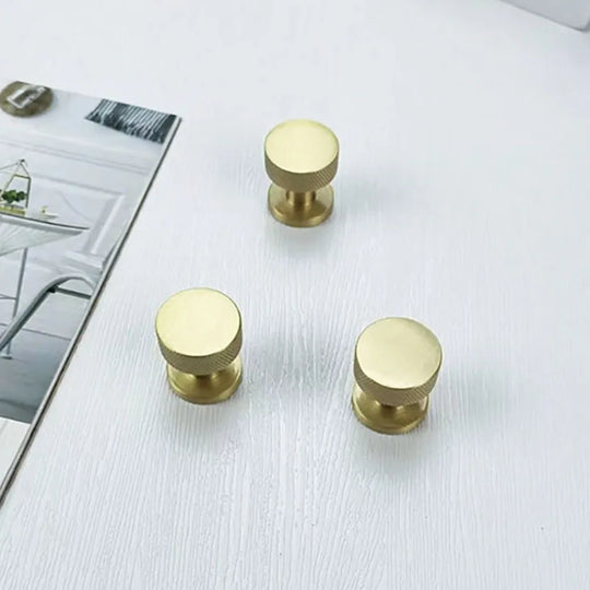 Knurled Brass Drawer Knobs – Modern Textured Furniture Pulls