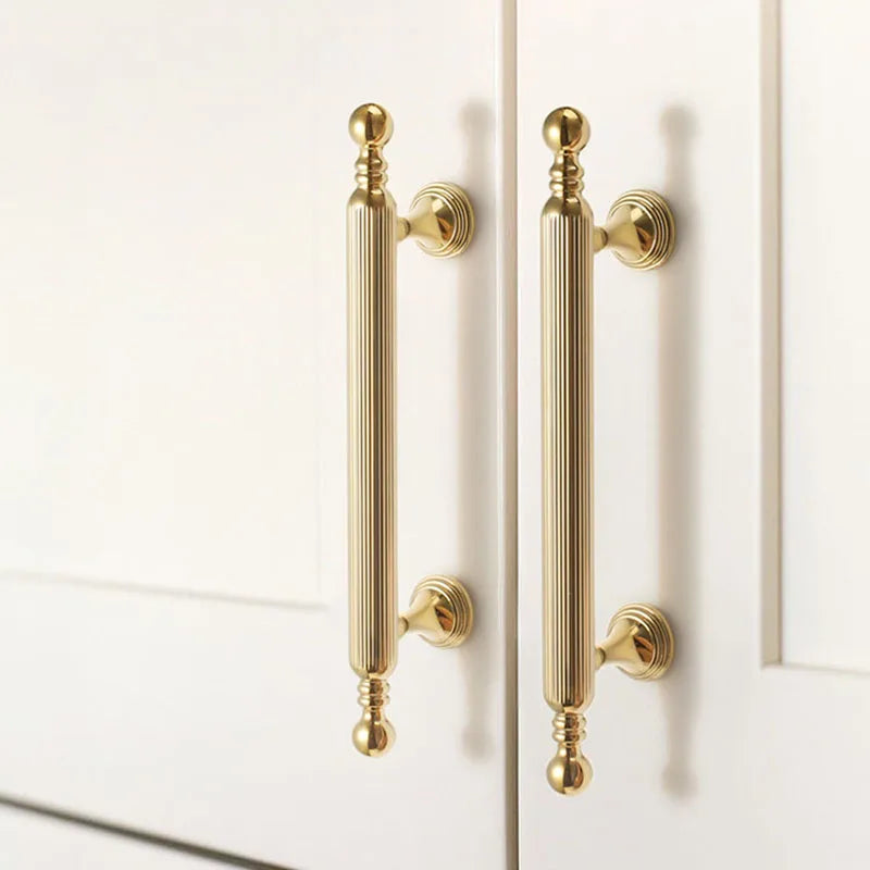 Polished Gold Brass Furniture Handles – French Luxury Pulls for Cabinets and Wardrobes
