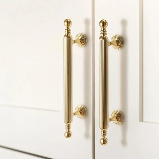 Polished Gold Brass Furniture Handles – French Luxury Pulls for Cabinets and Wardrobes