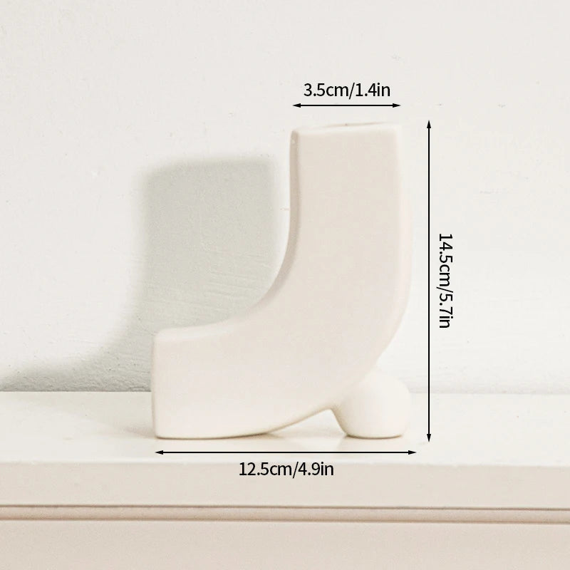 White Ceramic Vase Modern Minimalist Decorative Flower Vase