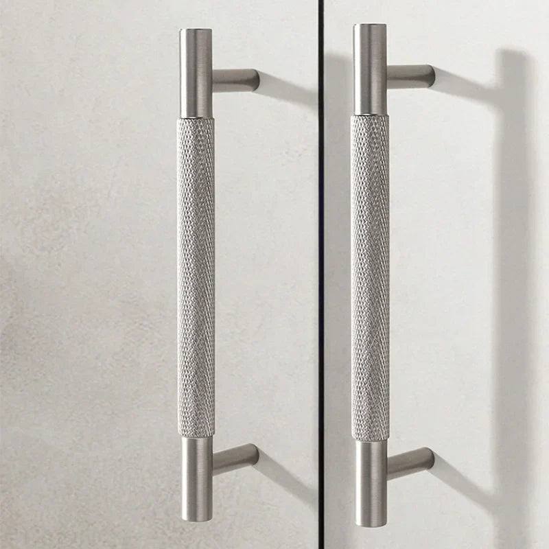 Solid Brass Knurled Cabinet Handles – Brushed Nickel Pulls and Textured Knobs