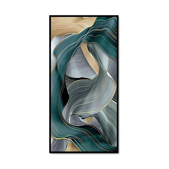 Green Silk Flowing Abstract Canvas Wall Art