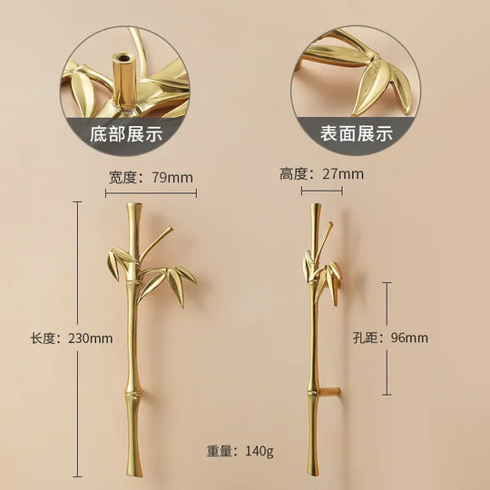 Luxury Brass Flower and Leaf Cabinet Handles – Chinese-Style Decorative Pulls