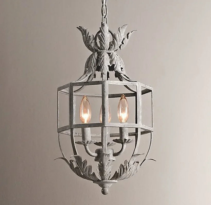 Serena Retro Metal Cage Chandelier 3-Light Pendant Dining Lamp