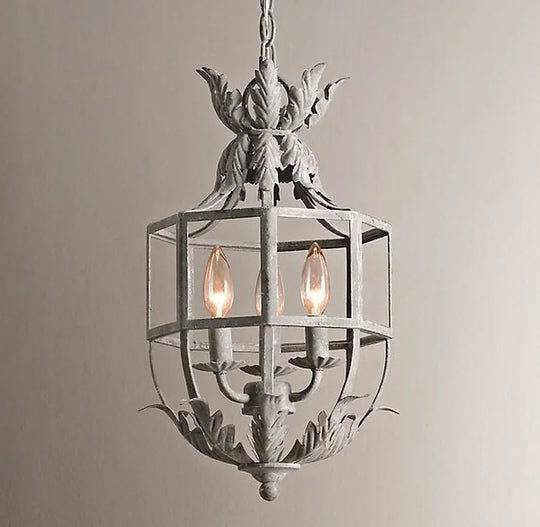 Serena Retro Metal Cage Chandelier 3-Light Pendant Dining Lamp