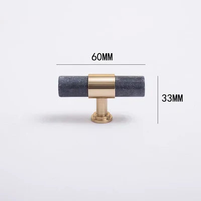 Natural Marble and Crystal T-Bar Cabinet Handles – Modern Brass Knobs and Pulls