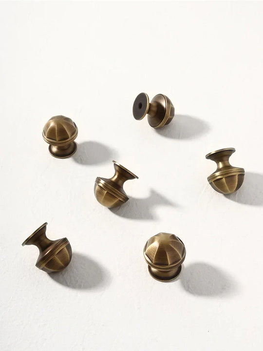 Solid Brass Octagonal Cabinet Knobs – Antique Gold Drawer & Wardrobe Pulls