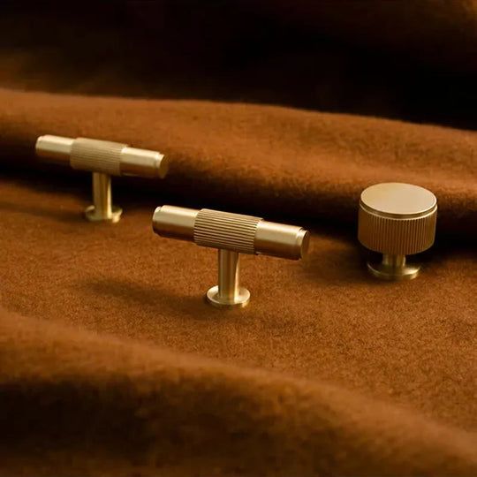Brass Cabinet Knobs & Knurled T-Bar Handles – Modern Furniture Hardware