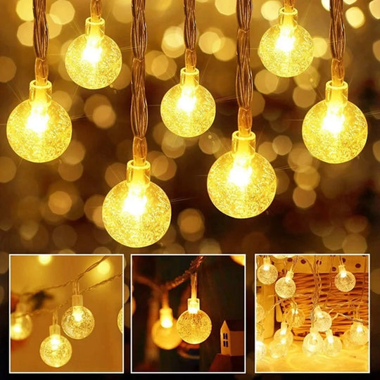 LED Crystal Ball String Lights Battery Fairy Lights Holiday Decor