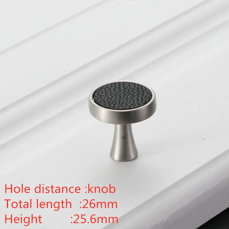 Modern Leather and Zinc Alloy Cabinet Handle – Elegant Pulls for Kitchen, Wardrobe, and Furniture (96mm)