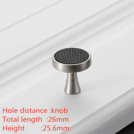 Modern Leather and Zinc Alloy Cabinet Handle – Elegant Pulls for Kitchen, Wardrobe, and Furniture (96mm)
