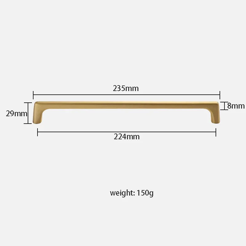 Solid Brass Wardrobe Handles – Modern Bar Pulls for Cabinets and Furniture (106–332mm)