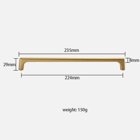 Solid Brass Wardrobe Handles – Modern Bar Pulls for Cabinets and Furniture (106–332mm)