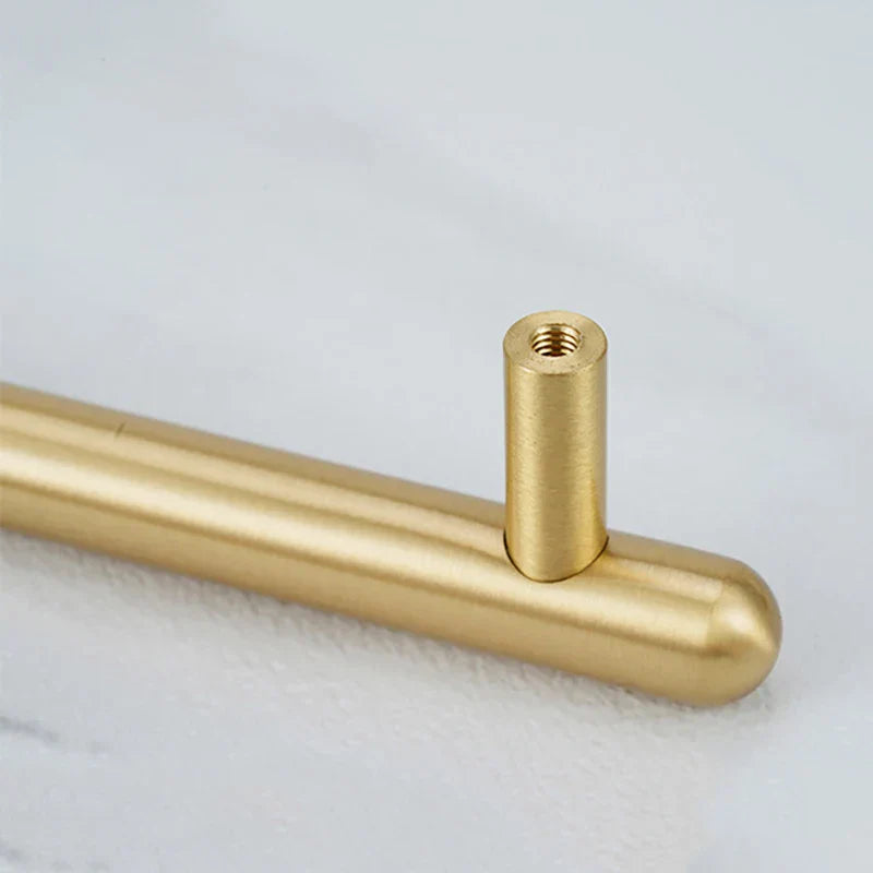 Satin Gold Brass Wardrobe Handles – Modern Pulls and Knobs for Furniture (50–260mm)