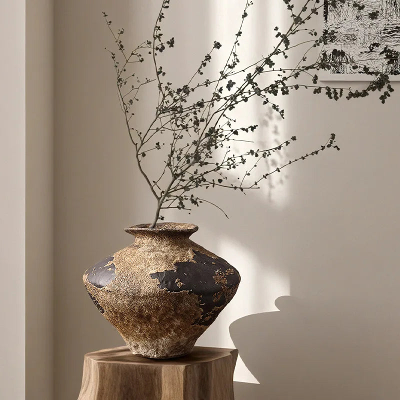 Vintage Wabi Sabi Ceramic Decorative Vase for Flower Arrangement