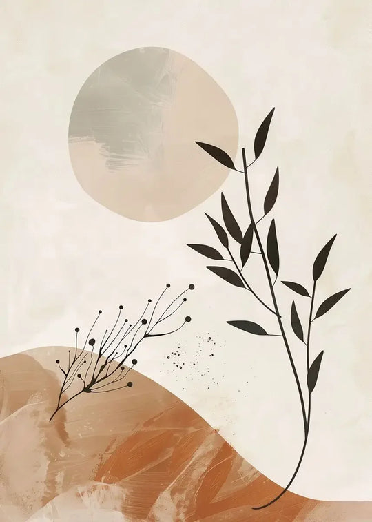 Rustic Abstract Botanical Still Life Floral Canvas Wall Art