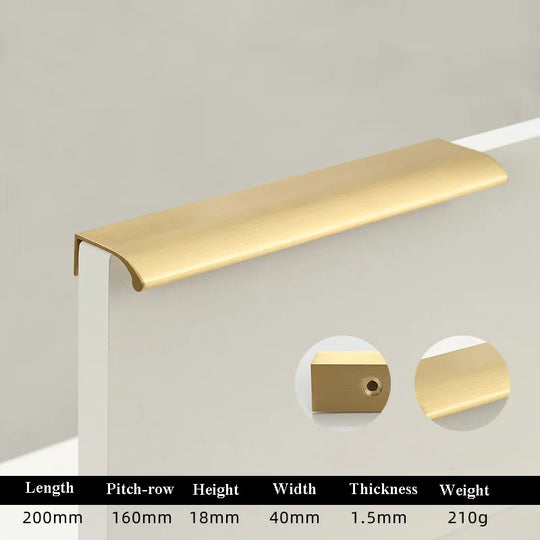 Long Hidden Brass Handles – Invisible Pulls for Cabinets, Drawers, and Furniture (88–400mm)