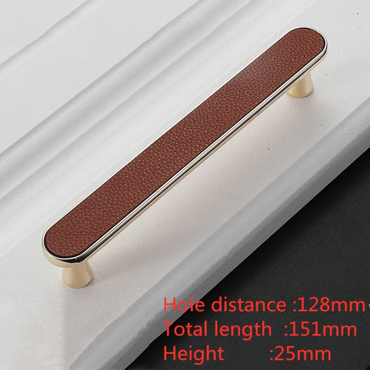 Modern Leather and Zinc Alloy Cabinet Handle – Elegant Pulls for Kitchen, Wardrobe, and Furniture (96mm)