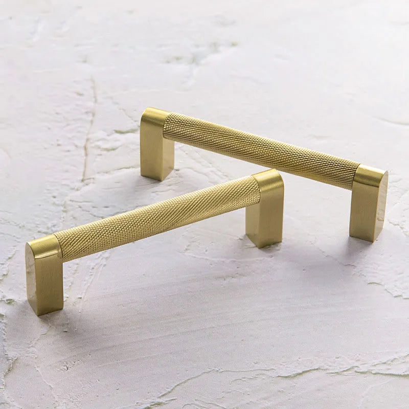 Gold Knurled Cabinet Handles – Solid Brass Textured Pulls for Furniture