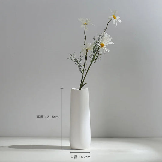 White Ceramic Hydroponic Flower Vase for Modern Home Decor