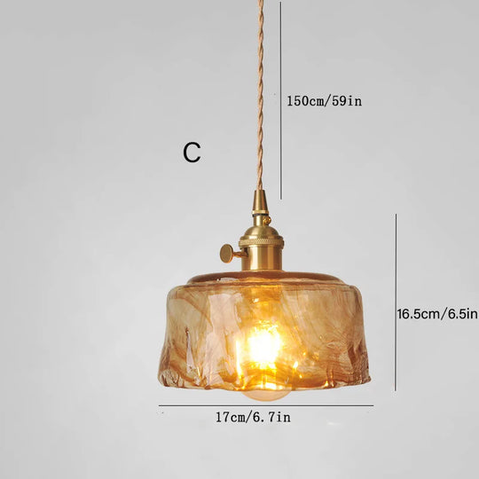 Amber – Nordic Vintage Glass Pendant Light for Bedroom, Café, Bar, and Restaurant