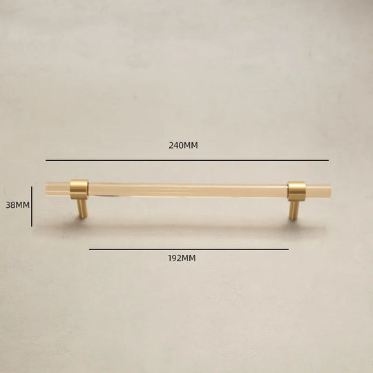Champagne Acrylic and Brass Cupboard Handles – Modern T-Bar Pulls for Furniture