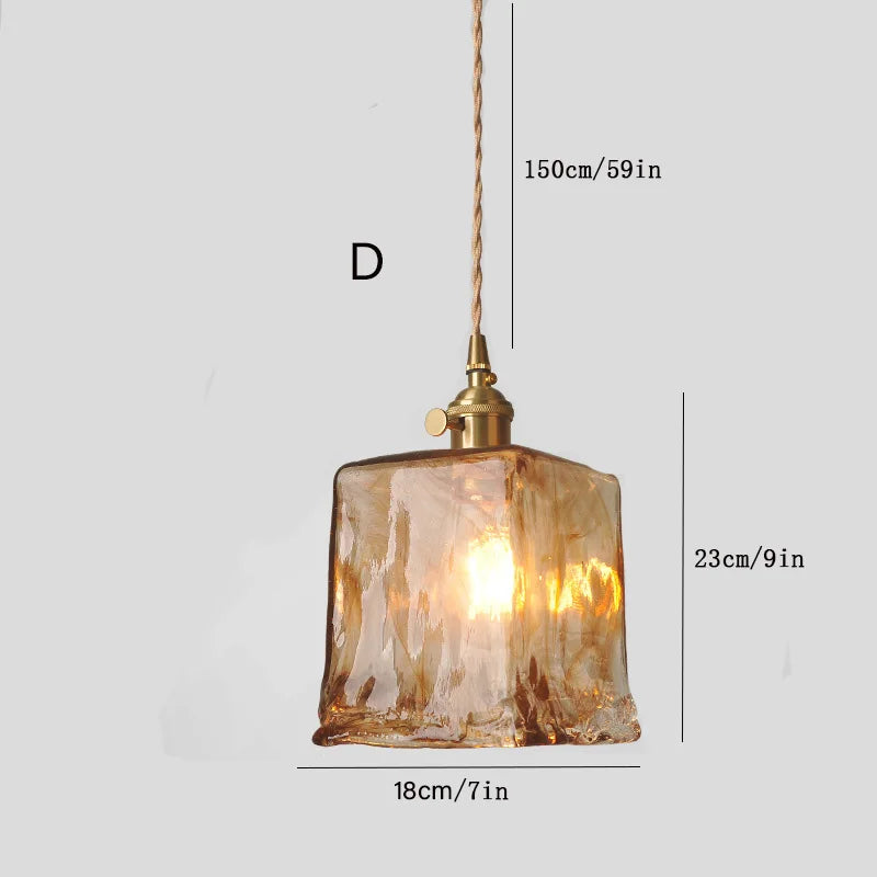 Amber – Nordic Vintage Glass Pendant Light for Bedroom, Café, Bar, and Restaurant
