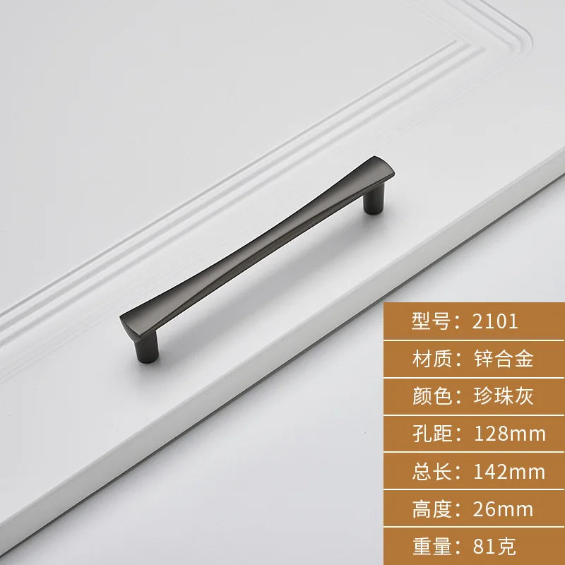 Brushed Zinc Alloy Door Handle – Modern Single-Hole Pull