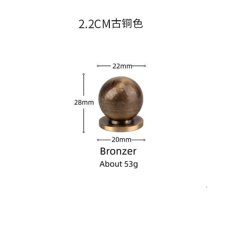 Solid Brass Ball Cabinet Knobs – Vintage Single-Hole Handles