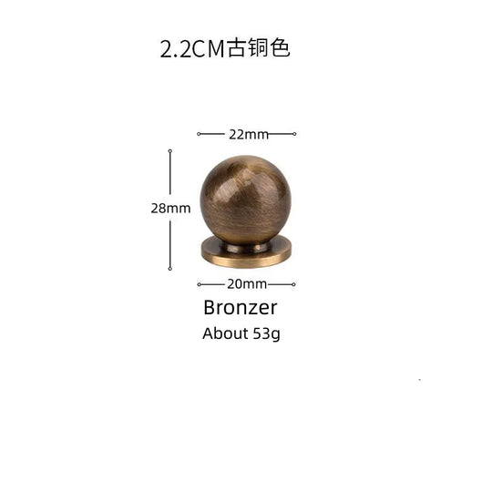 Solid Brass Ball Cabinet Knobs – Vintage Single-Hole Handles
