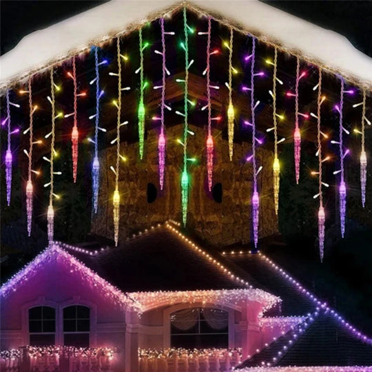 Christmas LED Icicle Curtain Lights Outdoor Wedding Garden Decor