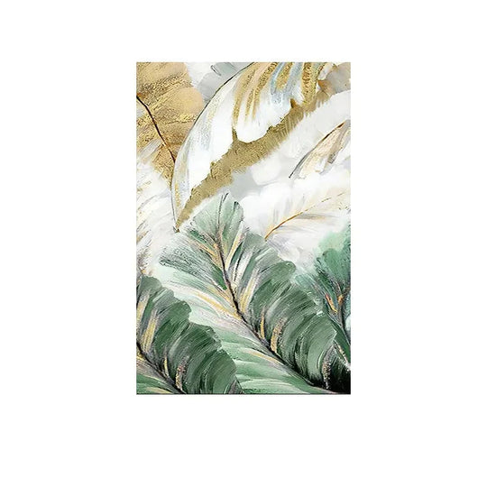 Green Leaves Botanical Abstract Canvas Wall Art