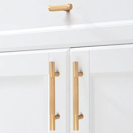 Long Knurled Aluminum Alloy Cabinet Handles – Modern T-Bar Pulls for Furniture