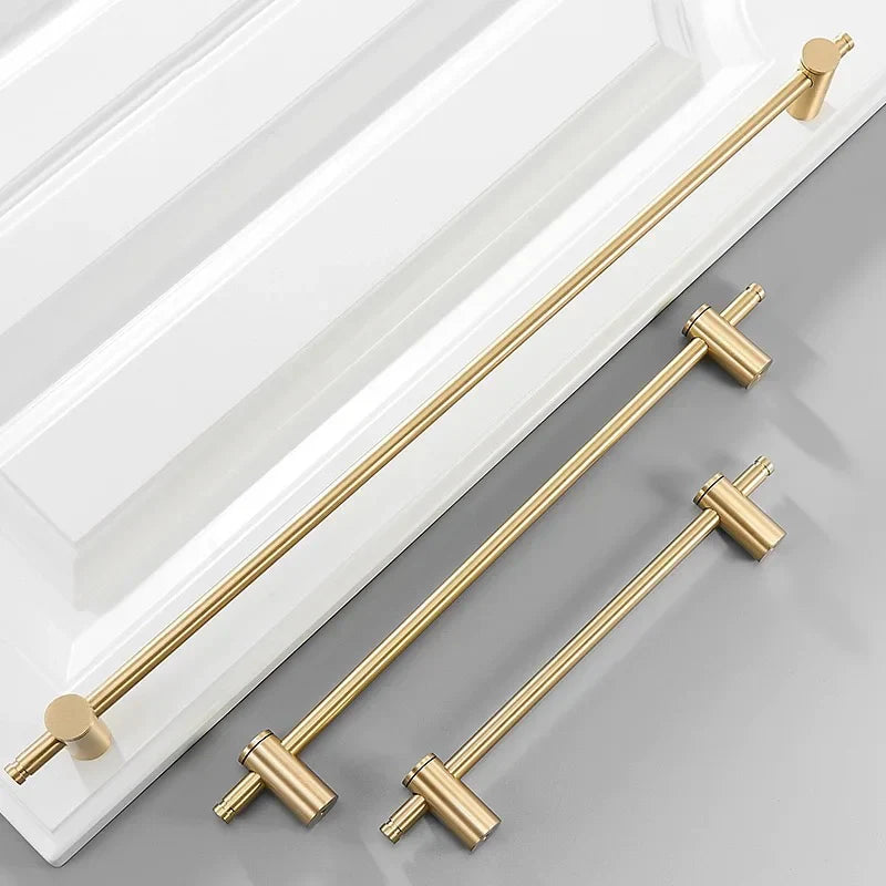Long Gold and Black Brass Cabinet Handles – Adjustable Bar Pulls for Furniture and Glass Doors (265–1000mm)