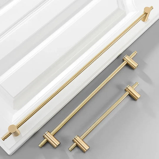 Long Gold and Black Brass Cabinet Handles – Adjustable Bar Pulls for Furniture and Glass Doors (265–1000mm)