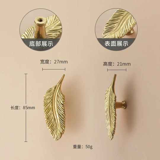 Luxury Brass Flower and Leaf Cabinet Handles – Chinese-Style Decorative Pulls