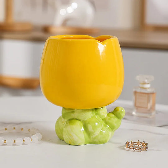 Ceramic Tulip Decorative Vase for Desktop and Tabletop Decor