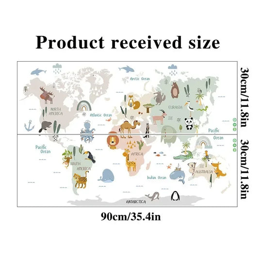 Animal Map Cartoon Wall Stickers for Children Room Decor