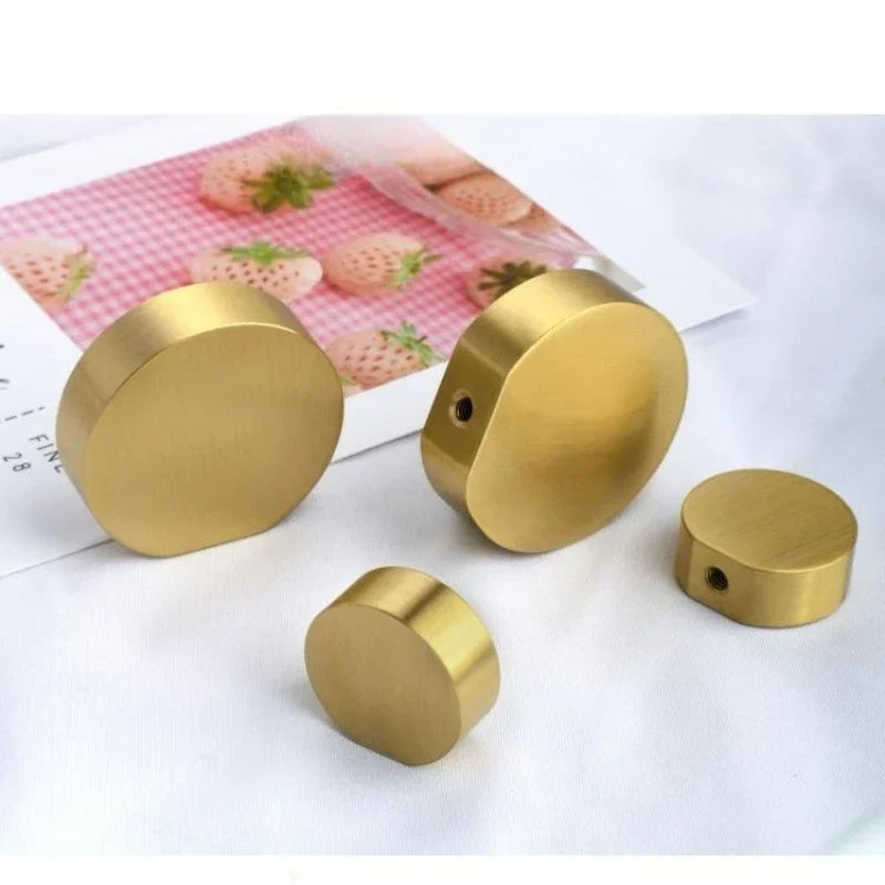 Pure Brass Cabinet Handles – Brushed Gold Single-Hole Knobs