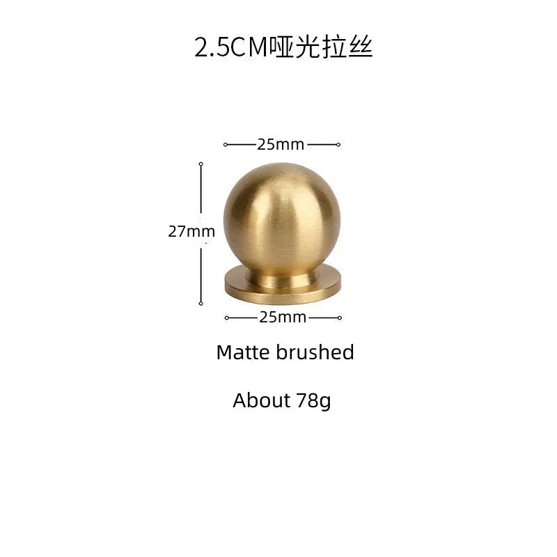 Solid Brass Ball Cabinet Knobs – Vintage Single-Hole Handles