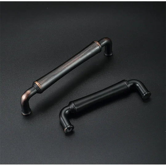 Retro Bronze and Black-Red Cabinet Handles – Nordic Square Zinc Alloy Pulls