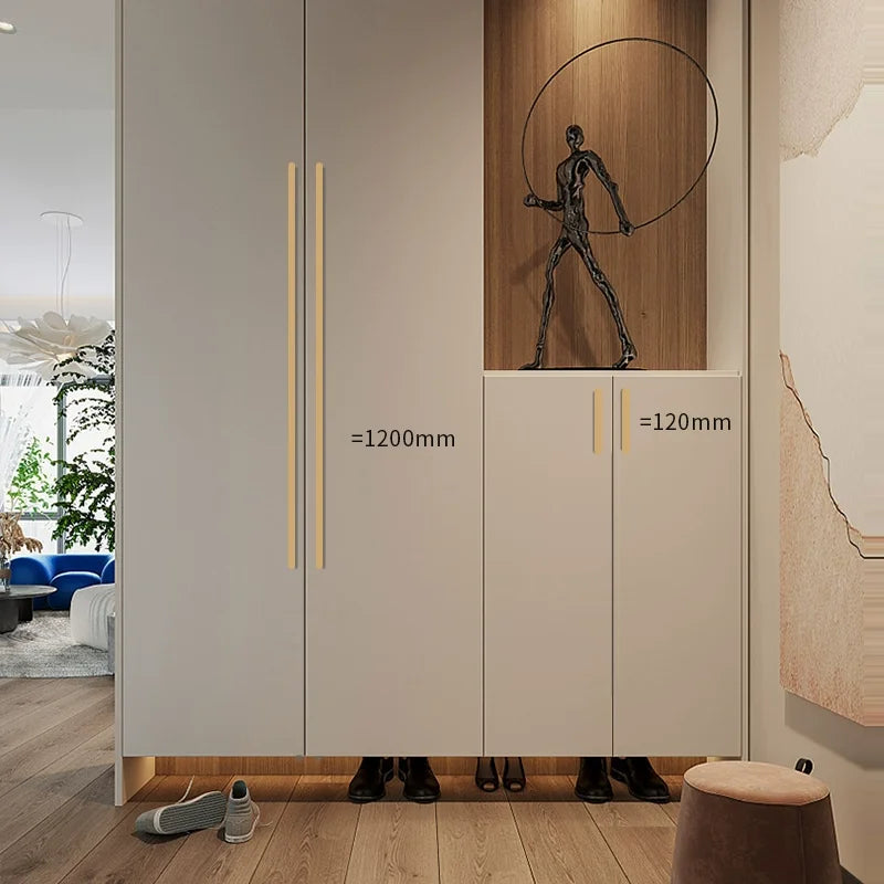 Minimalist Ultra-Long Aluminum Alloy Cabinet Handle – Black and Brushed Gold Pulls (800mm-1200mm)