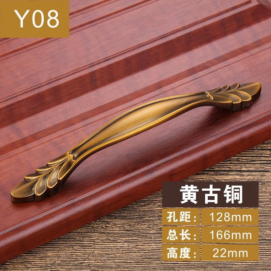 Antique Yellow Bronze Cabinet Handles – Brushed Vintage Drawer Pulls