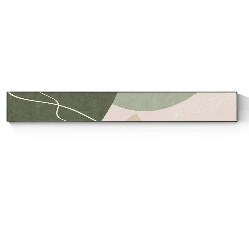 Slim Wide Format Green Beige Abstract Canvas Wall Art