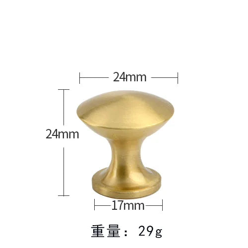 Pure Brass Cabinet Handles – Brushed Gold Single-Hole Knobs